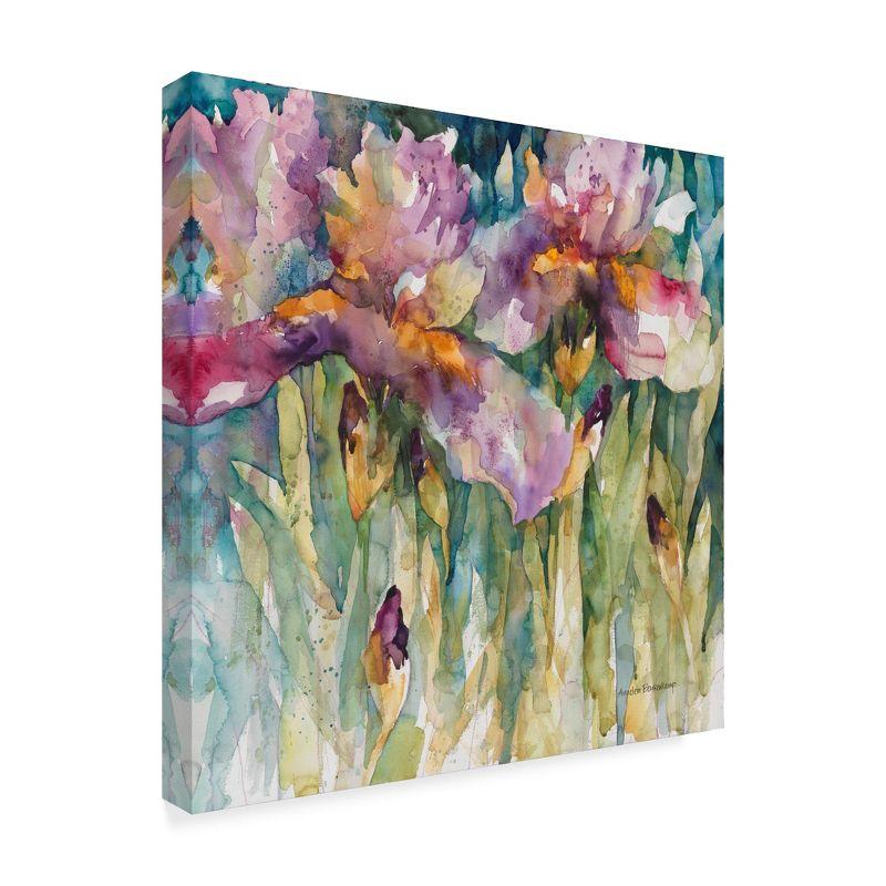 Vibrant Purple Iris Watercolor Canvas Art 14" x 14"