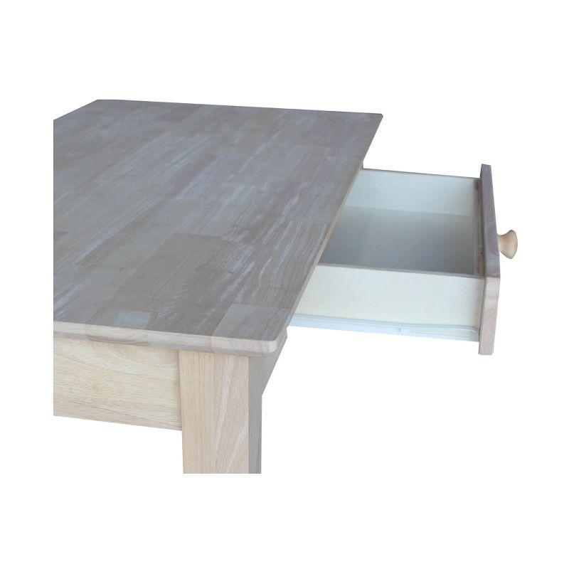 Solid Wood Writing Table Unfinished - International Concepts: 30"H, Hardwood, Narrow Design, 36" Width, Space Saver