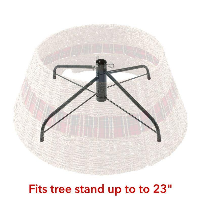 Casafield 24-Inch Seagrass Hyacinth Christmas Tree Collar, Woven Farmhouse Tree Base Cover with Cord Cut Out, Natural