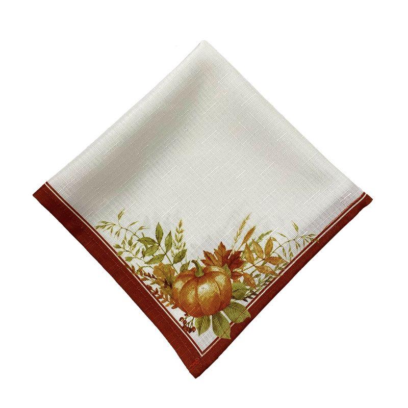 Autumn Pumpkin Grove Fall Napkin, Set of 4 - Orange/Rust - 17x17 - Elrene Home Fashions