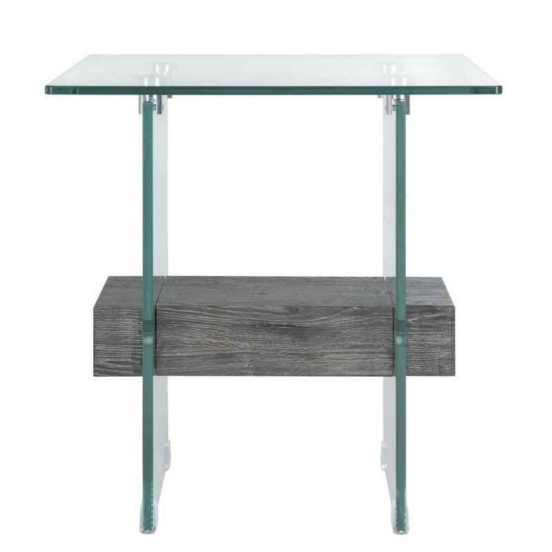 Kayley Accent Table - Glass/Black Oak Shelf - Safavieh.