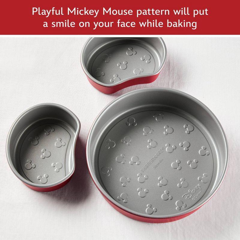 Farberware Disney Bake with Mickey Mouse 3pc Nonstick Mickey Head Cake Pan Set Red: Lifetime Warranty Bakeware Set