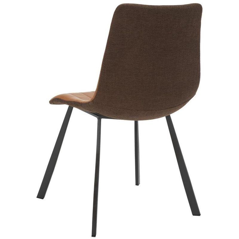 Brown Faux Leather Upholstered Side Chair with Metal Base