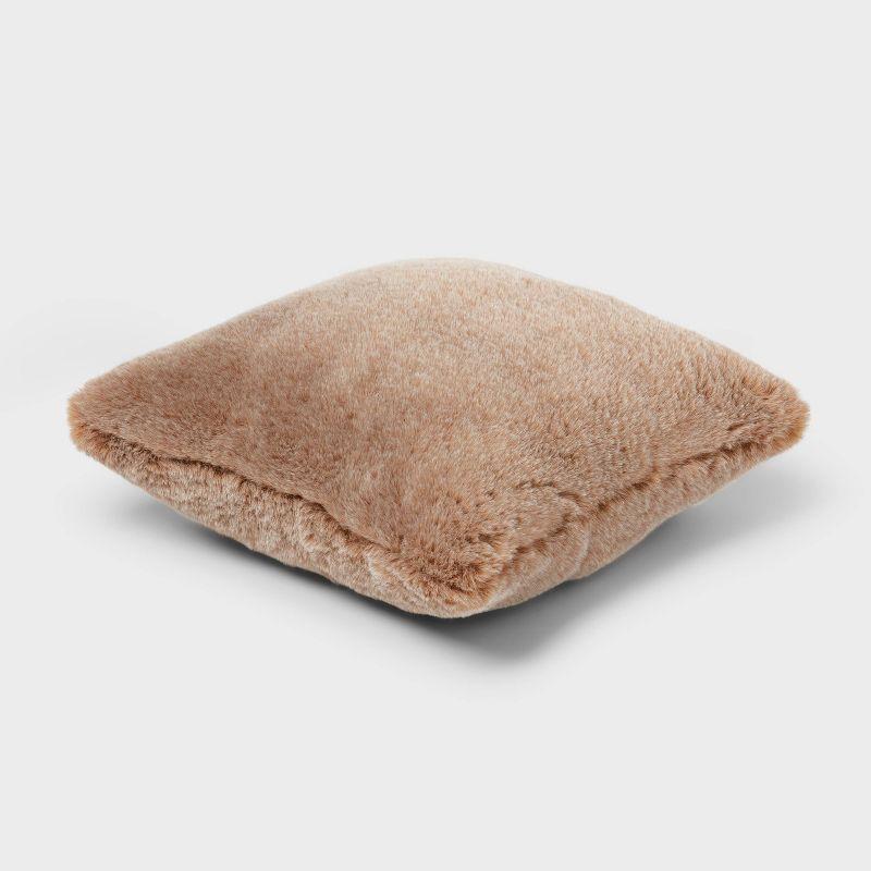 Square Luxe Faux Fur Throw Pillow Caramel - Threshold™