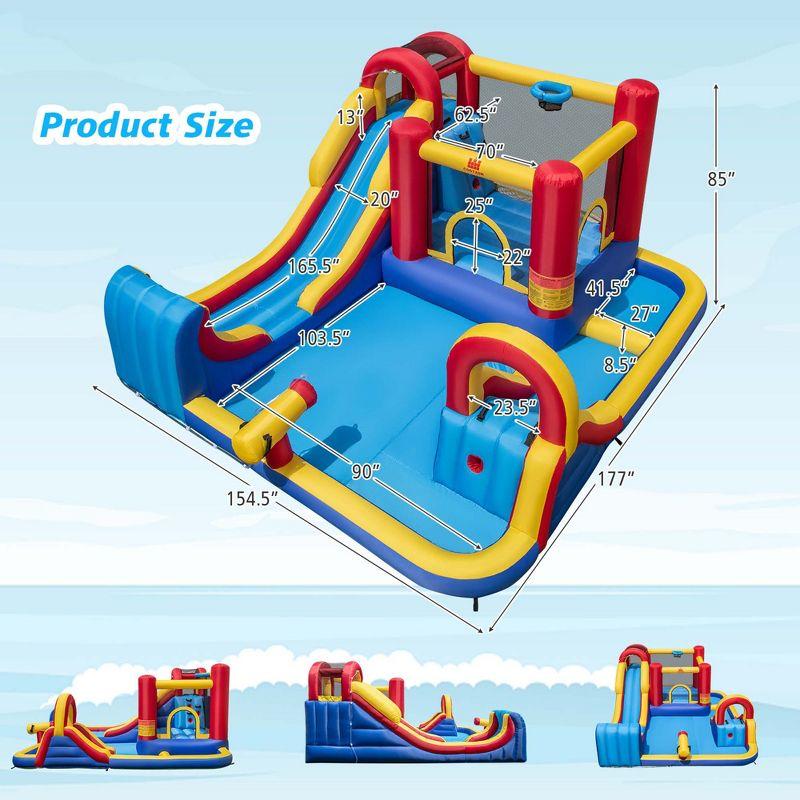 Costway Inflatable Water Slide Giant Kids Water Park w/ Double Slides & 735W Blower