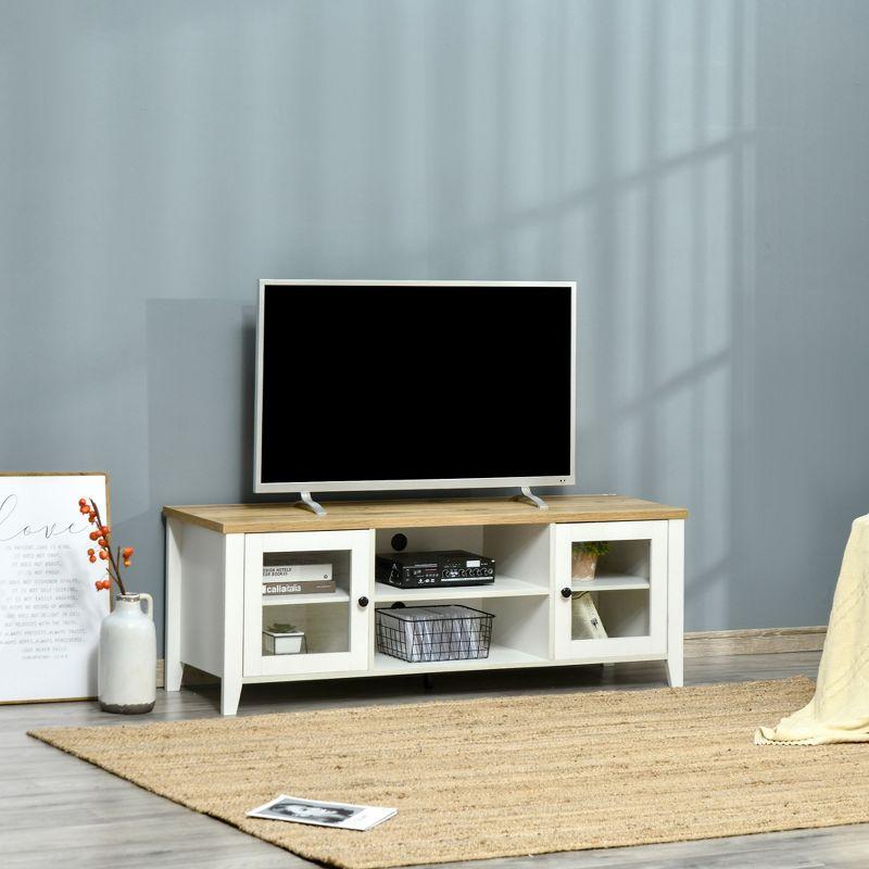 Modern White Entertainment Center with Spacious Storage