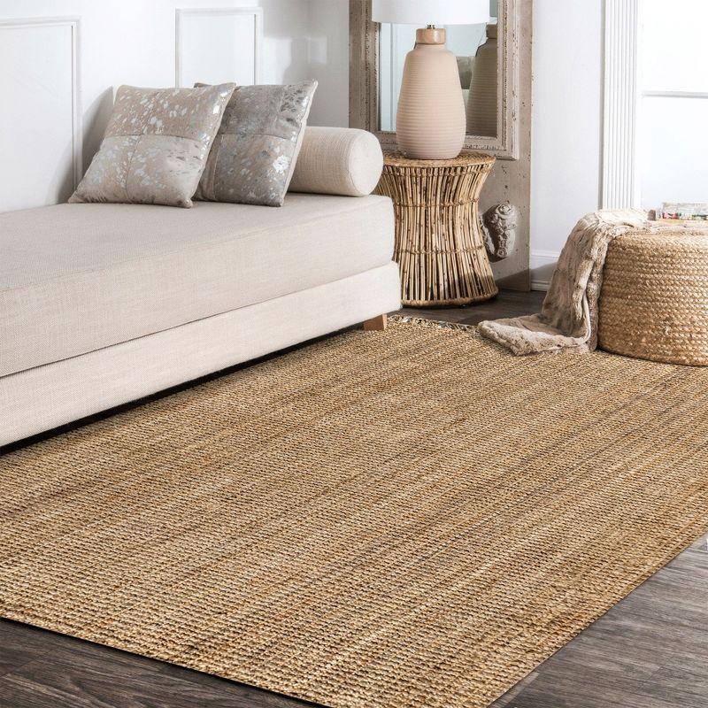 Para Hand Woven Chunky Jute with Fringe Area Rug - JONATHAN Y