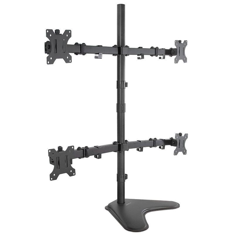 Mount-It! Quad Monitor Stand, Height Adjustable Free Standing 4 Screen Mount Fits Monitors up to 32 Inches, Black, Steel