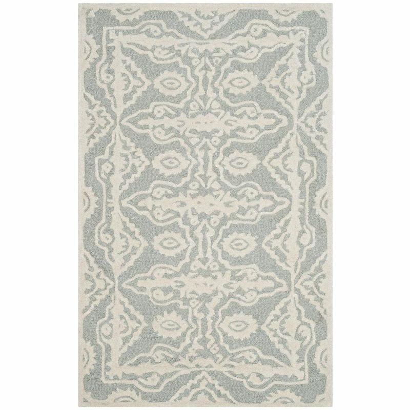 Elegant Hand-Tufted Wool Rectangular Area Rug in Grey