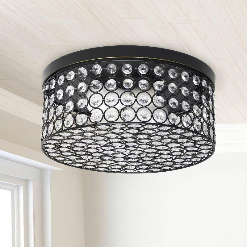 Elegant Crystal and Bronze 12" Flush Mount Ceiling Fixture