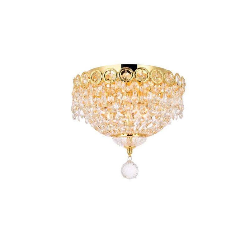 Gold Flush Mount Light with Clear Royal Cut Crystal Trim