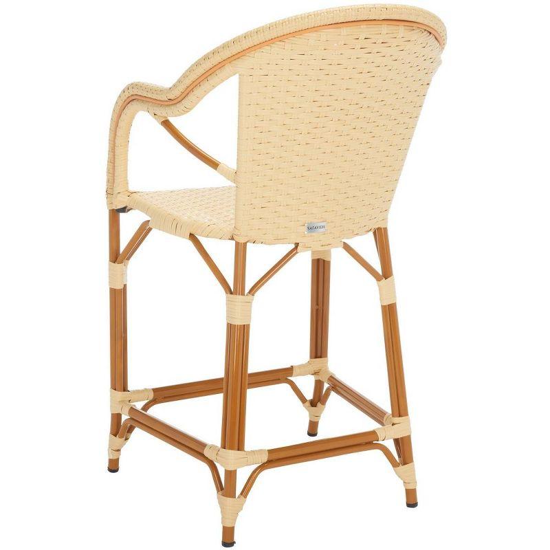 California Counter Stool With Arms - Indoor/Outdoor - PAT7533 - Natural - Safavieh
