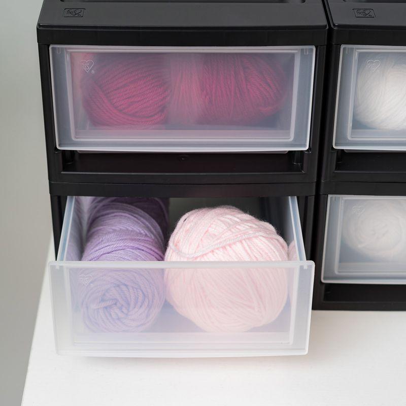 IRIS USA 6 Qt. Stackable Storage Drawer,8 Pack, Plastic Drawer Organizer with Clear Doors for Pantry, Black