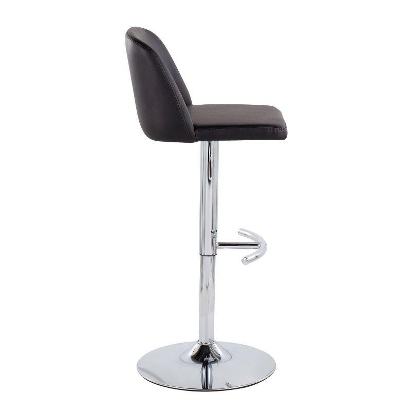 LumiSource Set of 2 Toriano PU Leather/Metal Barstools Chrome/Black:: Adjustable, Swivel, Upholstered Counter Seating