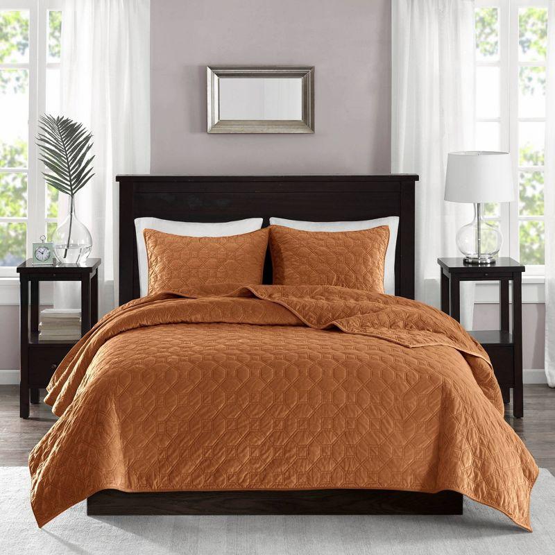 Madison Park Harper 3 Piece Velvet Quilt Set