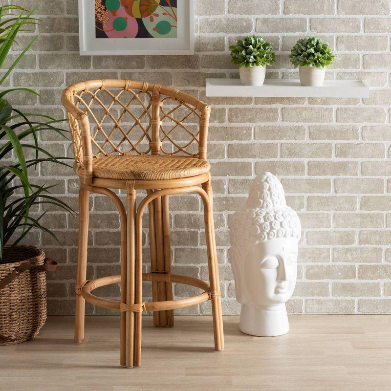 Orchard Rattan Counter Height Barstool Natural/Brown - bali & pari: Bohemian Style, No Assembly, 250lb Capacity