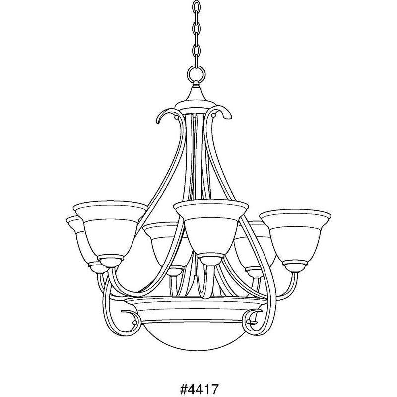 Progress Lighting Torino 6-Light Two-Tier Chandelier, Brushed Nickel, Etched White Glass Shades