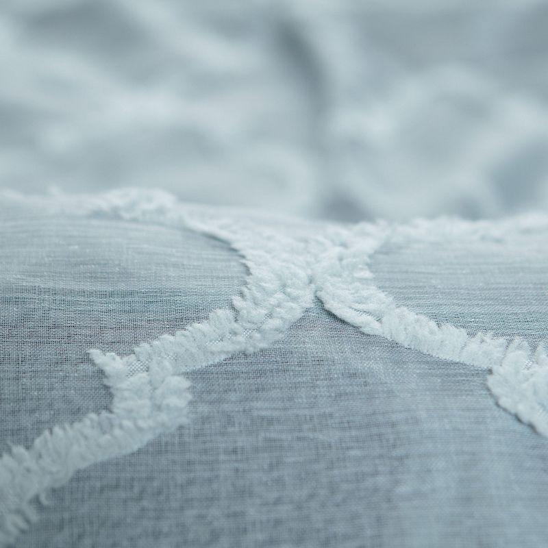 Chanasya 2pk Moroccan Embroidered Grommet Textured Sheer Window Curtain Panels - Set of 2 - 52 x 63 Inches Long - Tan Turquoise