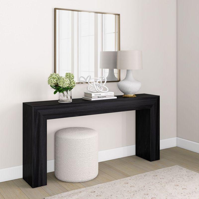 Plank+Beam Grand Console table, 66" Solid Wood Modern Sofa Table, Entryway Table for Hallway, Behind the Couch, Living Room, Foyer, Black Wirebrush