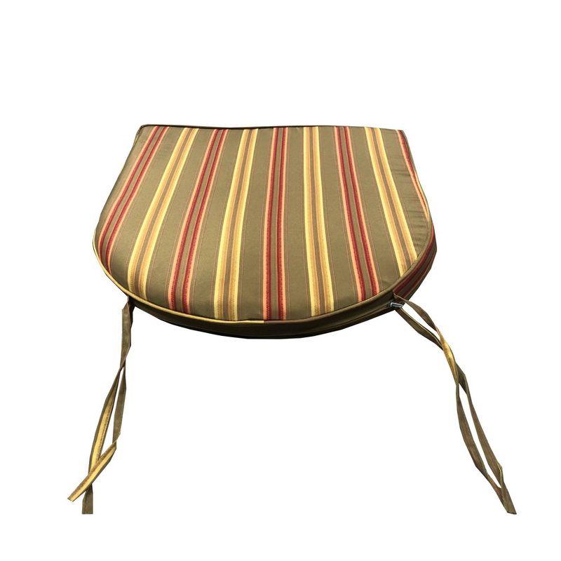 Oakland Living 20"x19" Patio Dining Outdoor Chair Cushion Green/Red/Yellow Stripe: Removable Zippered Cover, Foam Filled, All-Weather