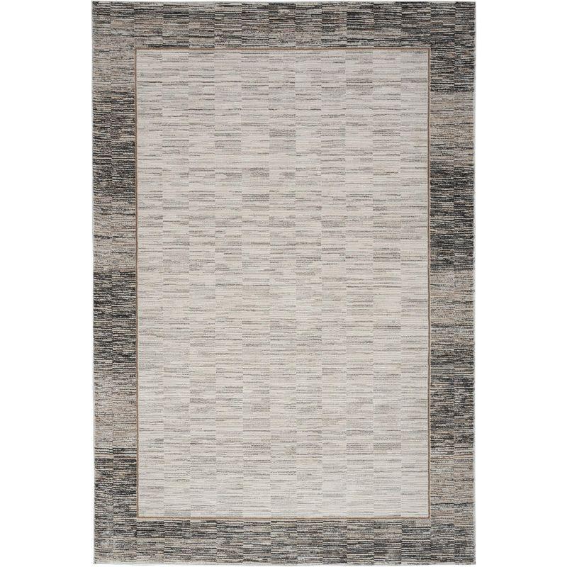 Grey Black Rectangular Abstract Synthetic Area Rug 5'3" x 7'3"