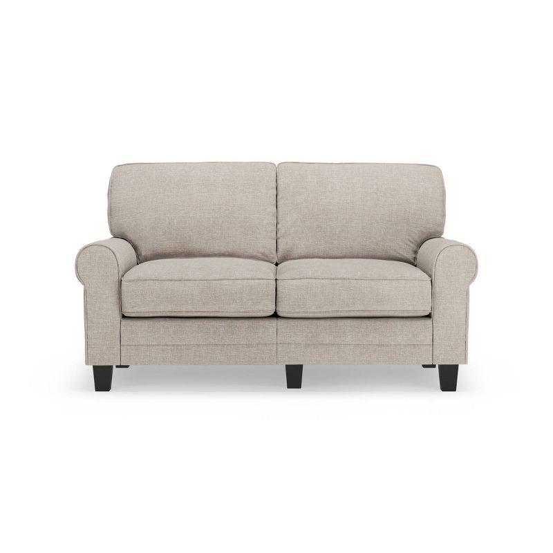 Serta Copenhagen 61" Rolled Arm Sofa, Easy Care Fabric, Soft Pillow Back, Pocket Coil Seat Cushions