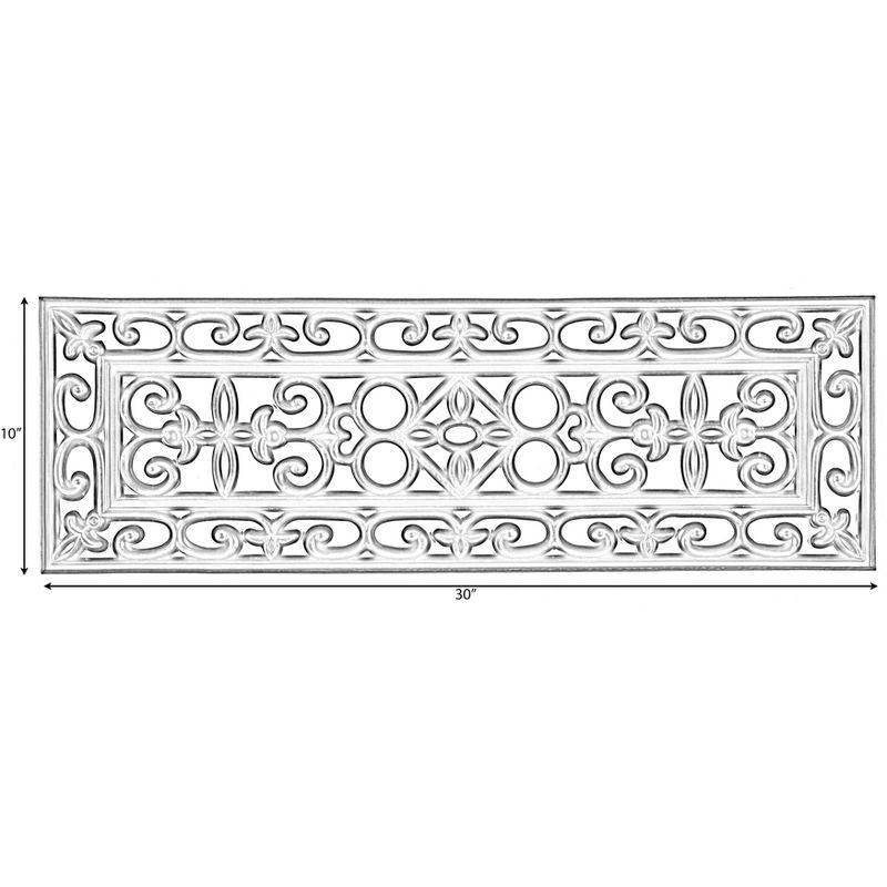 Decorative Scrollwork Design Rubber Stairs Anti-Slip Tread Mat Carpet, Set of 4