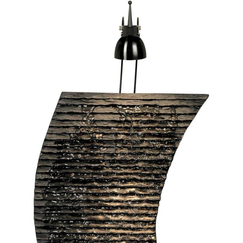 John Timberland Water Ripple Japanese Zen Waterfall Ripple Indoor Tabletop Fountain with Light 17 1/4" for Table Office Desk Home Bedroom Living Room