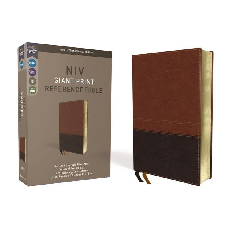 NIV, Reference Bible, Giant Print, Imitation Leather, Brown, Red Letter Edition, Comfort Print - Large Print by  Zondervan (Leather Bound)