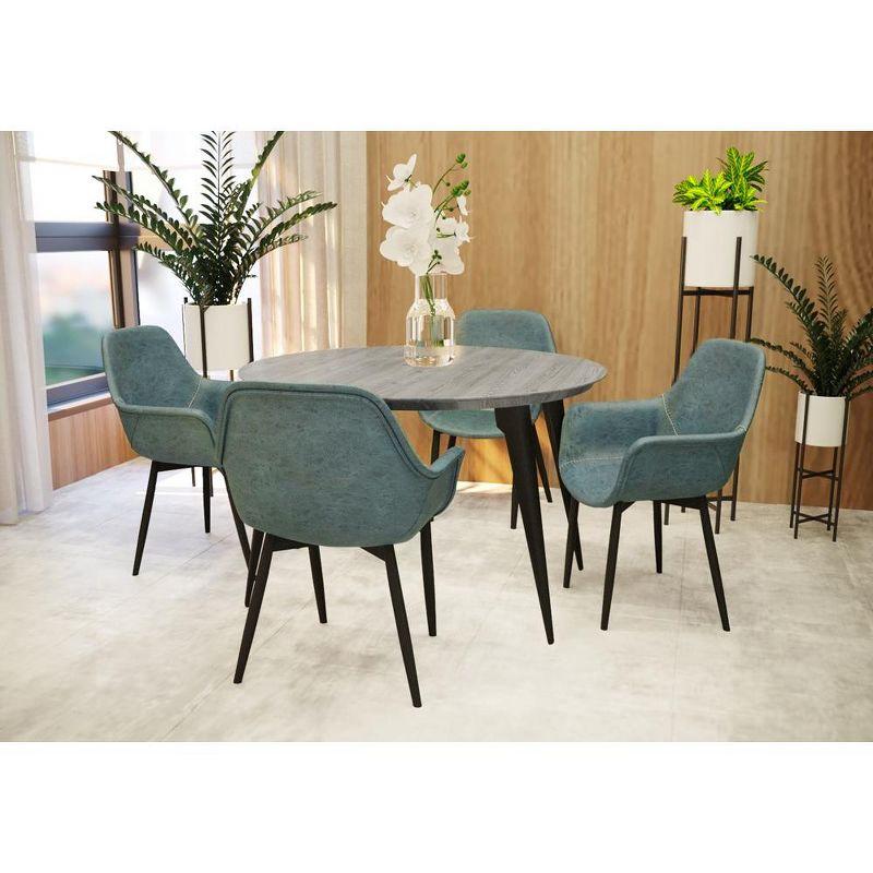 LeisureMod Markley Leather Dining Chair with Black Metal Legs