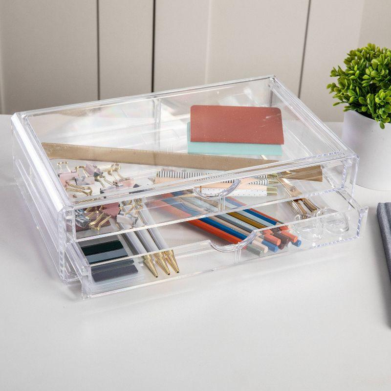 Thomas Martha Stewart Plastic Desktop Organization Box with 2 Half Moon Opening Pullout Drawers