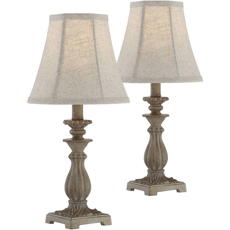 Cali 18" Antique Beige and Off-White Traditional Candlestick Table Lamp Set