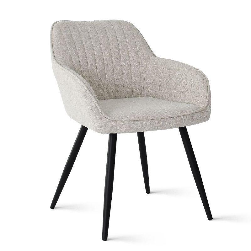 Boston Fabric Dining Chairs Set Of 2,Durable Beige Upholstered Armrest Dining Chairs,Dining Chairs with Backrest and Metal Legs-Maison Boucle