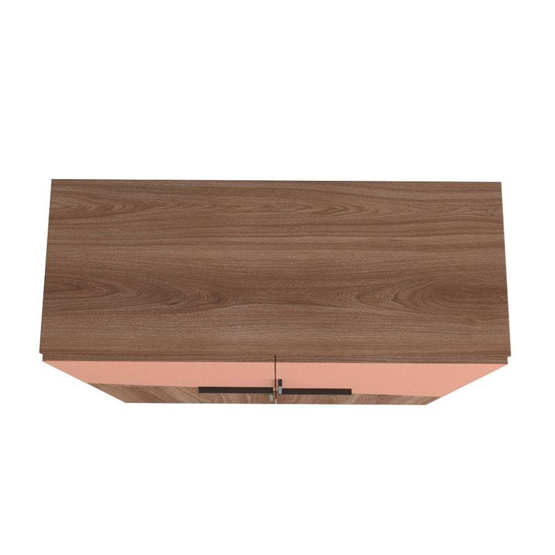 43.7" Beekman Low Cabinet Brown/Pink - Manhattan Comfort: Metal Legs, 4 Shelves, Accent Furniture