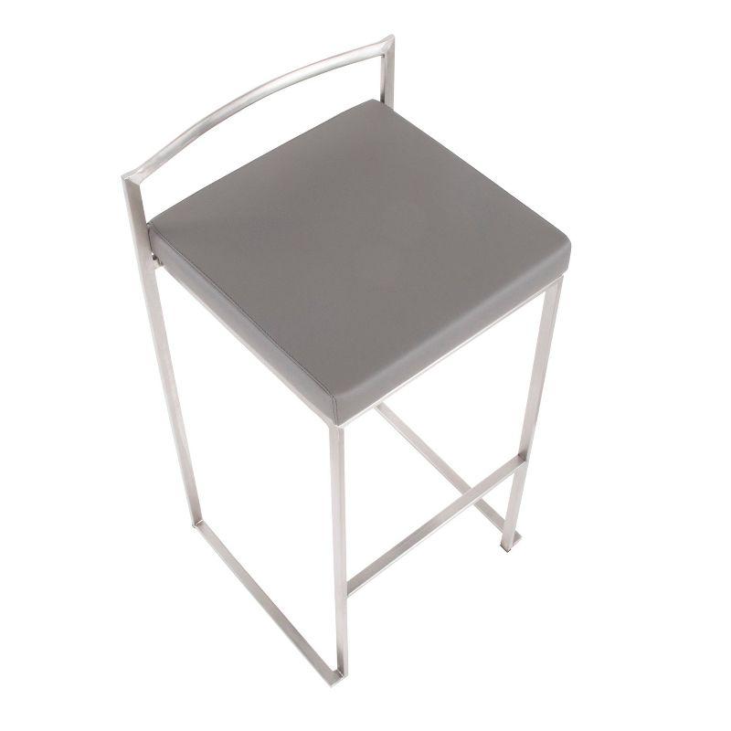 Set of 2 34" Fuji Contemporary Stackable Barstools Gray - LumiSource