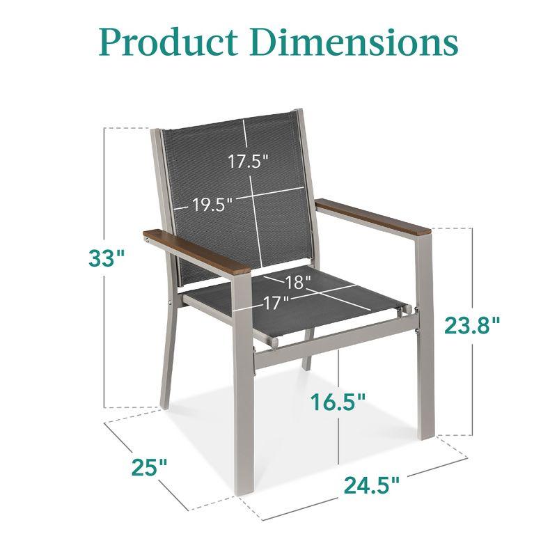 Best Choice Products Set of 2 Textilene Chairs, Conversation Dining Accent Furniture w/ Armrests