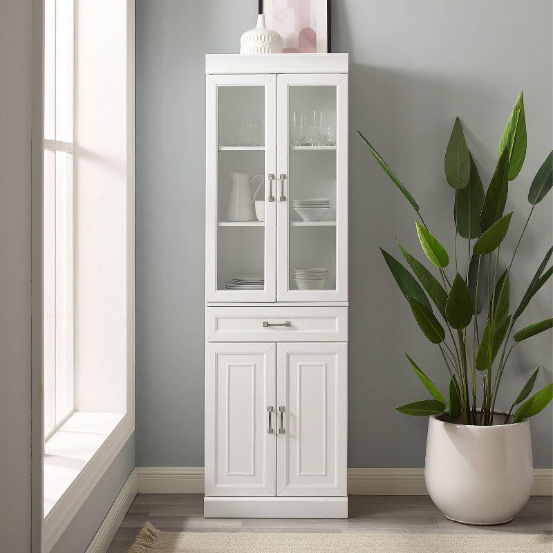 Stanton White Glass Door Pantry with Adjustable Shelves