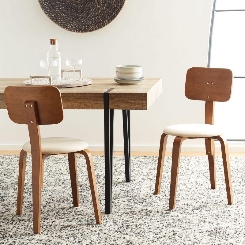 Jo Stackable Upholstered Dining Chairs (Set of 2) - DCH1010 - Walnut/Cream - Safavieh