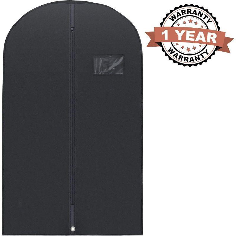 PLX 40" Black Garment Bags Suit Bag for Travel & Clothing Storage of Dresses, Shirts, Fur Coats, Jackets & Costumes - Hanging Closet Garment Protector