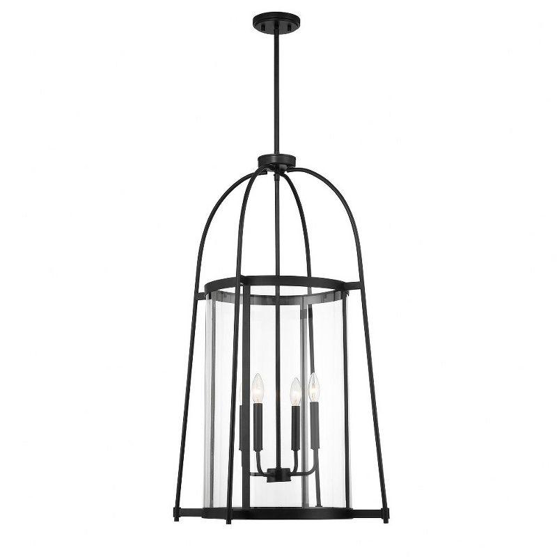 Rosedale Matte Black and Clear Glass 4-Light Pendant