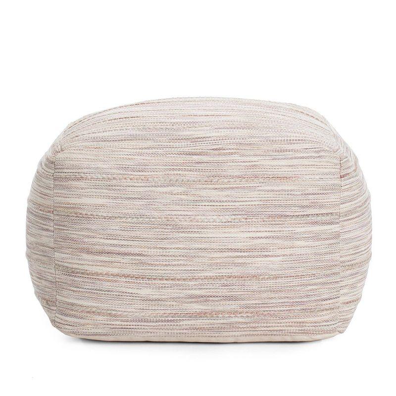 Anji Mountain Joya Pouf Brown/Ivory: Square Upholstered, Spot Clean, Fair Trade Certified, 17" Height