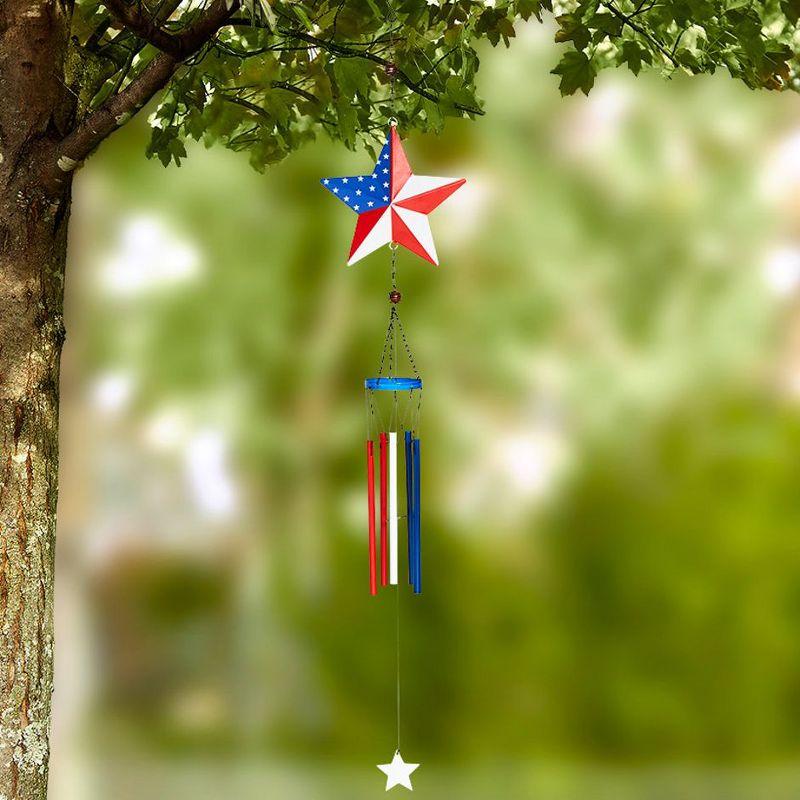 Patriotic Red White and Blue Metal Windchime