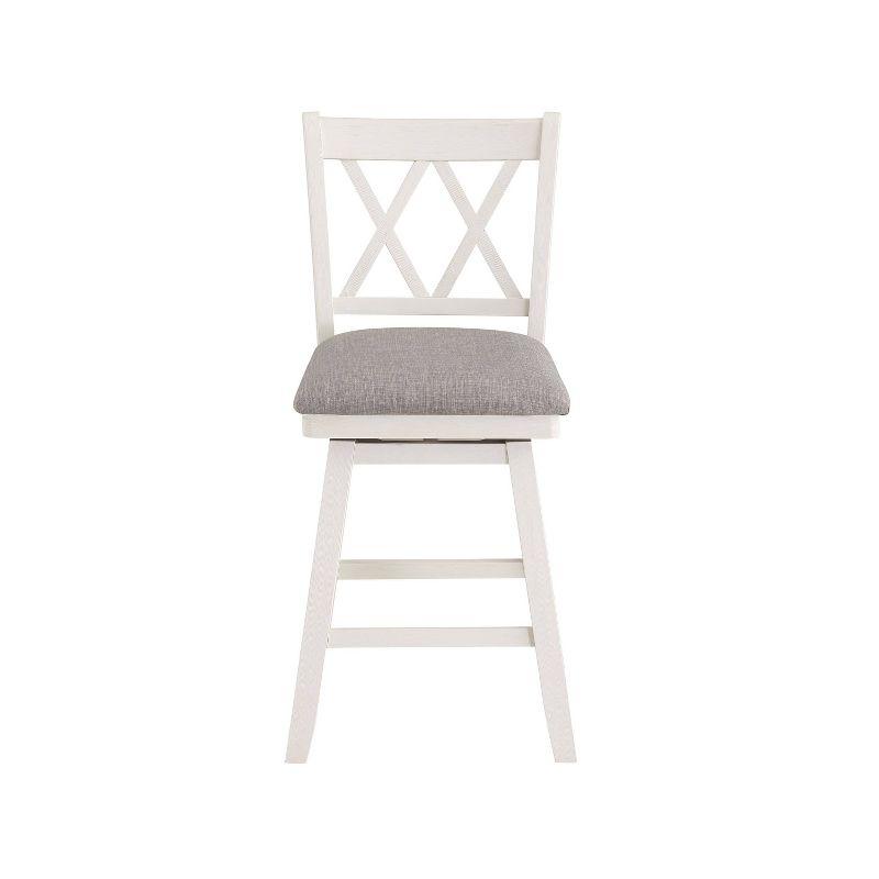 24" Cream Wood Swivel Counter Stool with Gray Cushion