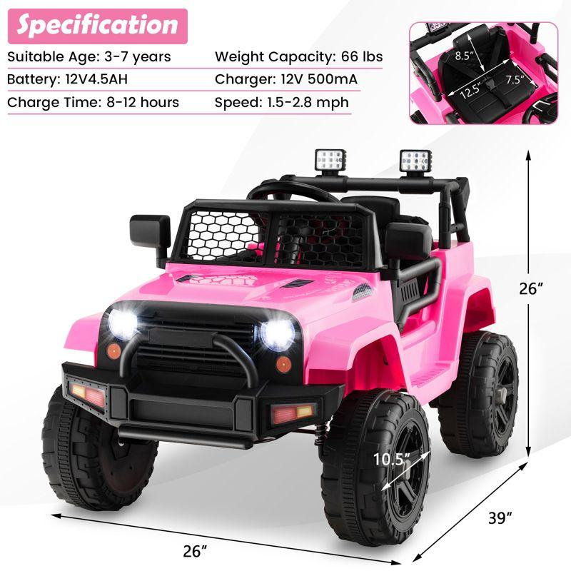 Costway 12V Kids Ride On Car Electric Vehicle Jeep with Parental Remote Music Horn Headlights Slow Start Function Pink