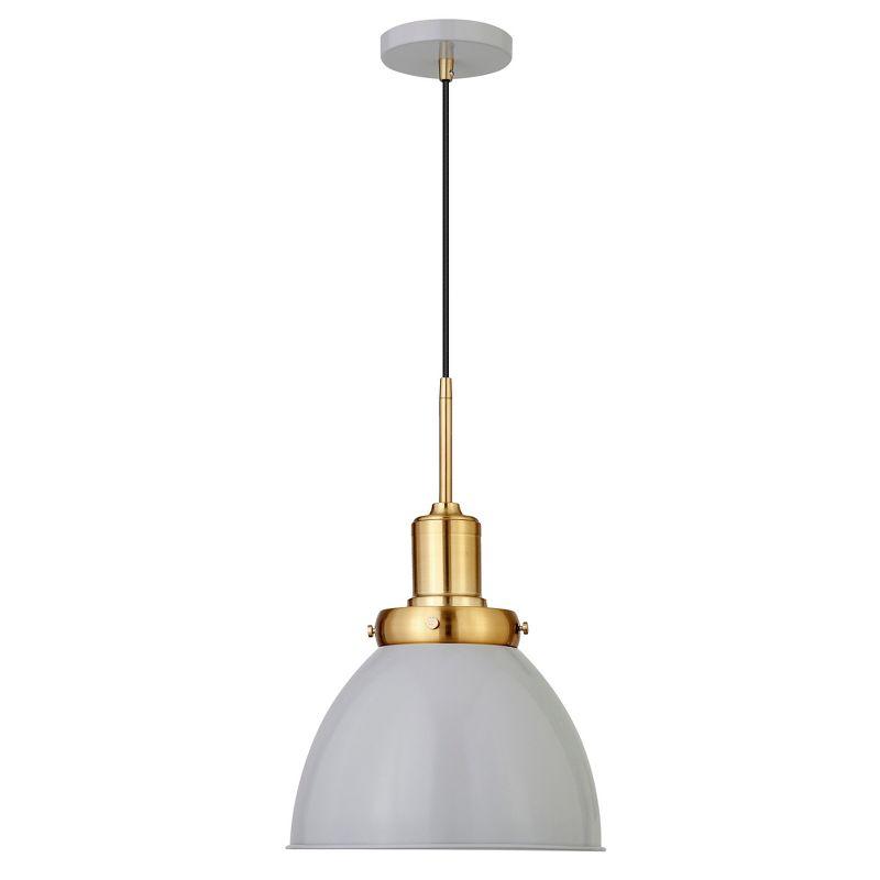 Madison 12" Matte Gray and Brass Metal Pendant Light