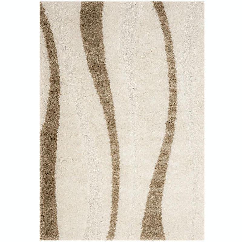 Florida Shag SG451 Power Loomed Indoor Area Rug - Cream/Dark Brown - 6'x9' - Safavieh.