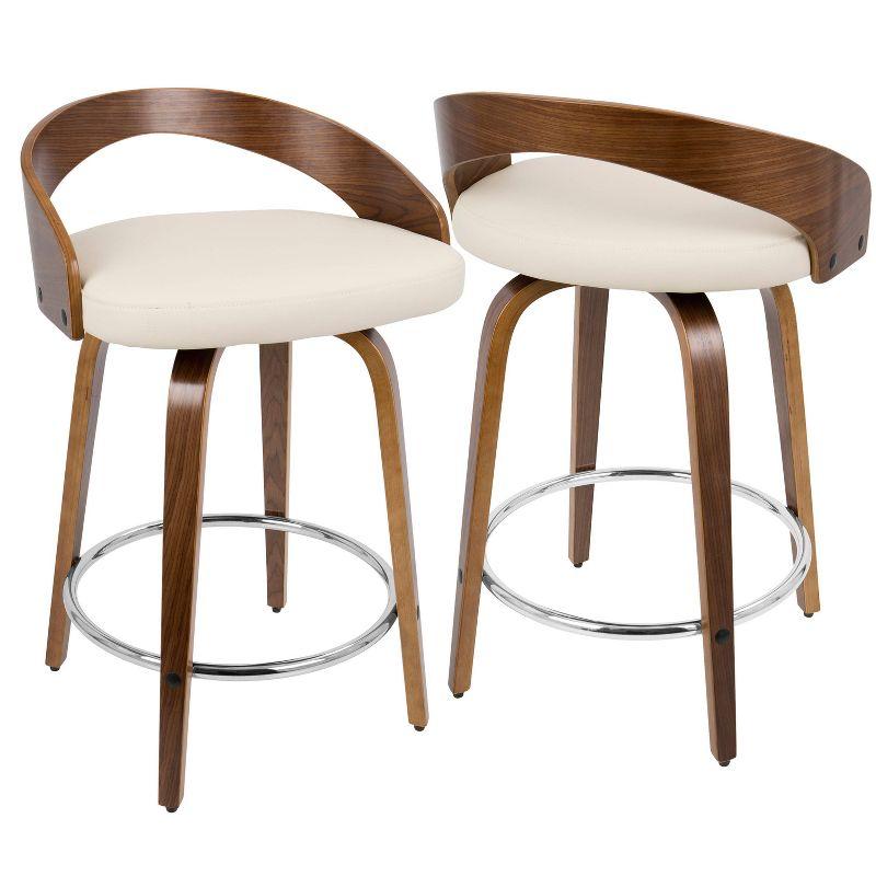 Cream Swivel Wood Counter Height Barstool Set