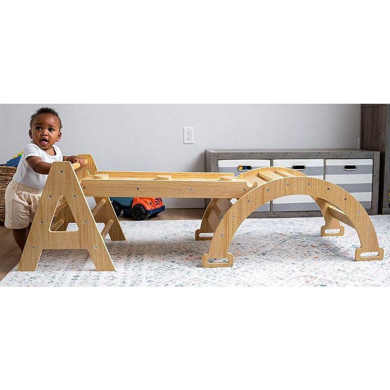 Avenlur Maple Baby Pikler - Wood Small Triangle Climbing Set with Ladder Slide and Rocker