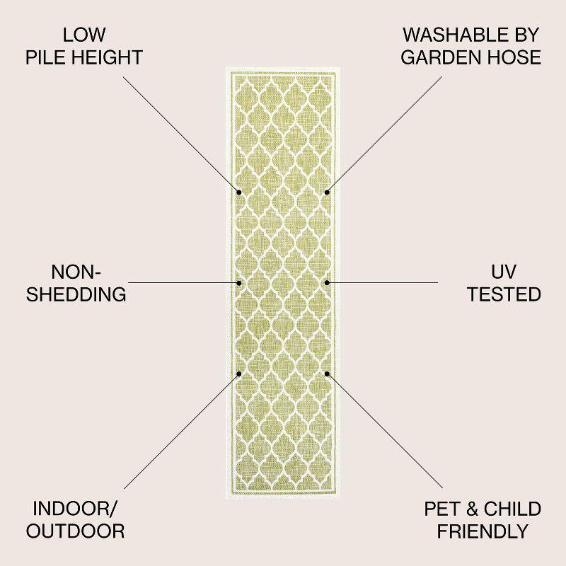 Green and Cream Moroccan Trellis Indoor/Outdoor Rug