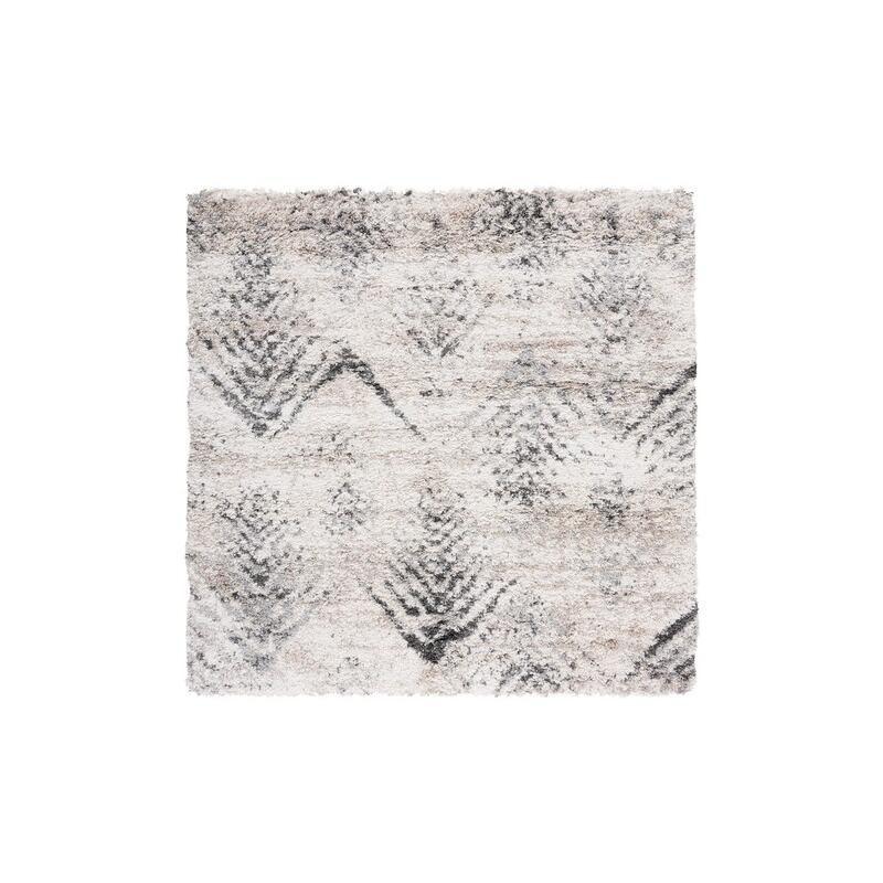 Iceland Shag ISG514 Power Loomed Area Rug - Cream/Grey - 5'3"x5'3" - Safavieh